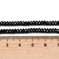天然石ブラックスピネルビーズ連売り  多面カット  ロンデル  4.5x2~2.5mm  穴：0.6mm  約159個/連  15.16''（38.5センチメートル）&nbsp;G-B175-A02-2x4mm