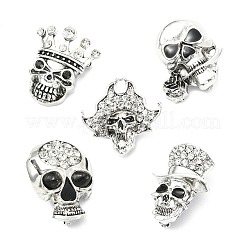 5Pcs 5 Styles Skull Alloy Rhinestone Lapel Pins&nbsp;JEWB-CJ0003-51