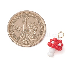 ビーズのキノコチャーム  シードビーズペンダント  304ステンレススチールループ付き  レッド  18.5x10.5mm  穴：2.5mm&nbsp;PALLOY-MZ01205-01