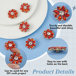 6Pcs Alloy Rhinestone 1-Hole Shank Buttons&nbsp;BUTT-FG0001-42A