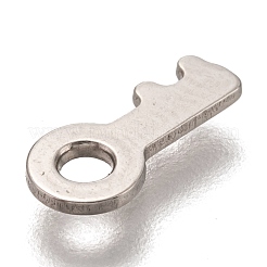 変色しない201ステンレススチールチャーム  レーザー切断  キー  ステンレス鋼色  10x4.5x1mm  穴：1.8mm&nbsp;STAS-I172-22P