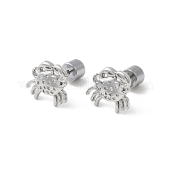 Brass Micro Pave Clear Cubic Zirconia Crab Stud Earrings&nbsp;EJEW-K319-01P
