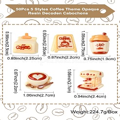 50Pcs 5 Styles Coffee Theme Opaque Resin Decoden Cabochons&nbsp;FIND-CJ0011-15