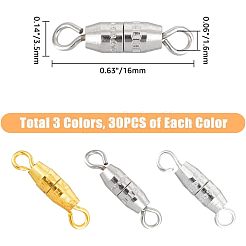 90色の真鍮製ネジ留め具3個  ネックレス  ミックスカラー  16x3.5mm  穴：1.6mm  30個/カラー&nbsp;FIND-HY0001-04
