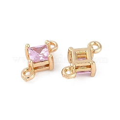 Brass Pave Glass Rhombus Links Connector Charms&nbsp;GLAA-Q088-001A