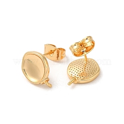 Twist Flat Round Brass Stud Earring Findings&nbsp;KK-M270-35G