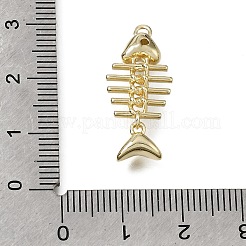 真鍮チャーム  フィッシュボーンのチャーム  長持ちメッキ  18KGP本金メッキ  25x11x5mm  穴：1.6mm&nbsp;KK-A302-08G