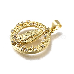 Brass Micro Pave Cubic Zirconia Pendants&nbsp;KK-C090-35G-08