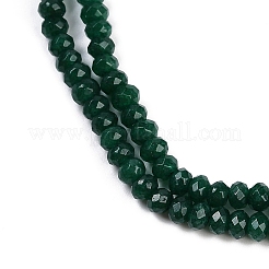 天然石ホワイトジェイドビーズ連売り  ファセットロンデル  染め  グリーン  4~4.5x3mm  穴：1mm  約112~121個/連  13.54''~13.98''（34.4~35.5センチメートル）&nbsp;G-Z069-01J