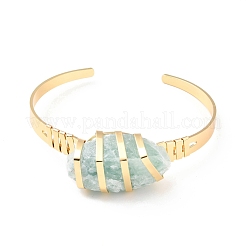 Natural Amazonite Horse Eye Beaded Cuff Bangle&nbsp;G-D458-01G-06-RS