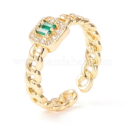 Sparkling Cubic Zirconia Square Cuff Ring&nbsp;KK-D067-40G-RS