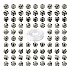 100個8mm天然ダルメシアンジャスパーラウンドビーズ  10mの弾性水晶糸付き  DIYストレッチブレスレット作成キット用  8mm  穴：1mm&nbsp;DIY-LS0002-37