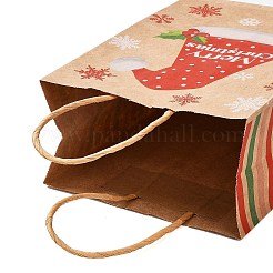 クリスマステーマ長方形紙袋  ハンドル付き  ギフトバッグやショッピングバッグ用  帽子  バッグ：8x15x21センチメートル  折りたたみ：210x150x2mm&nbsp;CARB-F011-01A