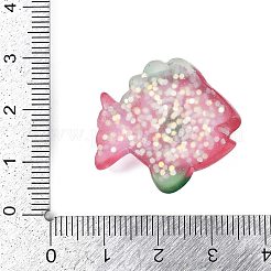 海洋生物をテーマにした樹脂カボション  スパンコール入り  魚  26x28x8.5mm&nbsp;RESI-R454-01A