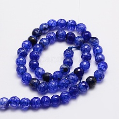 Faceted Natural Agate Round Beads Strands&nbsp;G-E319A-6mm-05