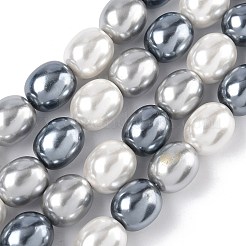 電気めっきシェルパールビーズ連売り  コラム  グレー  15~15.5x13mm  穴：1mm  約26個/連  15.75''（40センチメートル）&nbsp;BSHE-Z010-01A