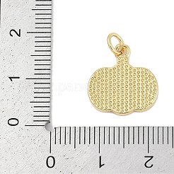 真鍮製エナメルペンダント  丸カン付き  カボチャチャーム  長持ちメッキ  鉛フリー＆カドミウムフリー  ラックめっき  18KGP本金メッキ  オレンジ  15.5x14.5x2mm  穴：3mm&nbsp;KK-Q028-53G