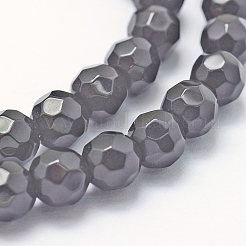 天然石オブシディアンビーズ連売り  多面カット  ラウンド  6~6.5mm  穴：1mm  約68個/連  15.7インチ（40cm）&nbsp;G-P335-14-6mm