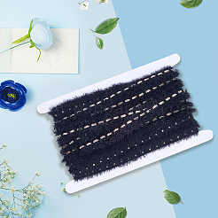 9ヤードのポリエステルパールリボン  刺繍アップリケ  DIYコスチューム縫製クラフト用  ブラック  5/8インチ（15mm）&nbsp;OCOR-CY0002-59B