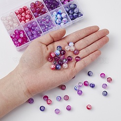 10 Style Spray Painted & Drawbench Transparent & Baking Paint Glass Beads&nbsp;GLAA-YW0001-26A