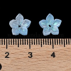 染色・加熱ガラスビーズキャップ  5  - 花びらの花  空色  9x9.5~10x3.8mm  穴：1mm&nbsp;GLAA-Z019-02L