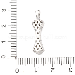 真鍮マイクロパヴェクリアキュービックジルコニアペンダント  骨  プラチナ  26.5x7.5x5.5mm  穴：4.5x2.5mm&nbsp;KK-C249-05P