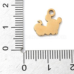 304ステンレススチールエナメルペンダント  動物チャーム  ゴールドカラー  マウス  13x11x1.5mm  穴：2mm&nbsp;STAS-G374-01G-06