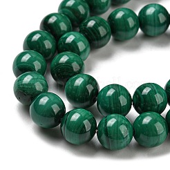 天然石マラカイトビーズ連売り  ラウンド  8mm  穴：1mm  約50個/連  15.7インチ&nbsp;G-R432-11-8mm