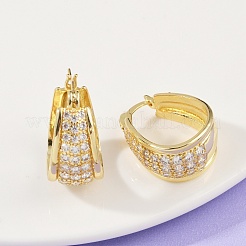 Brass Micro Pave Cubic Zirconia Hoop Earrings&nbsp;EJEW-F895-23A-G
