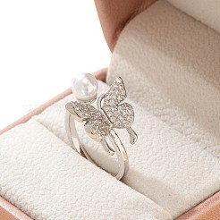 Brass Micro Pave Cubic Zirconia Cuff Open Rings&nbsp;WG9FB22-01