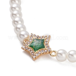 Brass Pave Clear Cubic Zirconia Star Link Chain Bracelets&nbsp;BJEW-M321-01B
