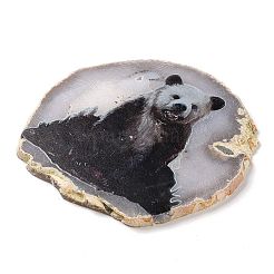 Printed Natural Agate Slice Stone Ornament&nbsp;DJEW-M011-03E