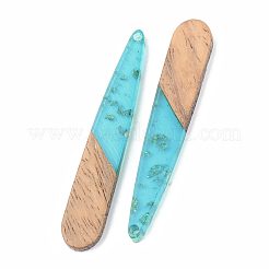 Transparent Resin & Walnut Wood Pendants&nbsp;RESI-S389-039A-B03