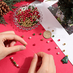 パール調アクリルビーズ  クリスマスのために  染め  ラウンド  ミックスカラー  6x5.5~6mm  穴：1~2mm&nbsp;OACR-SP0001-22A