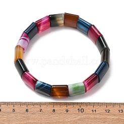 Square Natural Banded Agate(Dyed & Heated) Beaded Stretch Bracelets for Women Men&nbsp;GG-CBA9ACE-B18