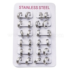 304ステンレススチール研磨効果フープピアス  ステンレス鋼色  13x4mm&nbsp;EJEW-M001-18P