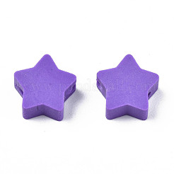 手作り樹脂粘土ビーズ  スター  紫色のメディア  8.5~9x9~9.5x4~5mm  穴：1.6mm&nbsp;CLAY-N011-46A-04