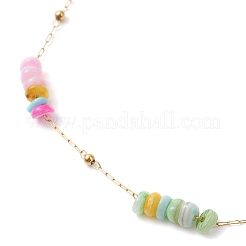 Dyed Disc Natural Shell Beaded 304 Stainless Steel Link Chain Anklets&nbsp;AJEW-AN00725