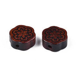 天然白檀マラビーズ  染色されていない  花  ココナッツブラウン  16x15x6.5mm  穴：1.6mm&nbsp;WOOD-N013-036