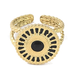 Ion Plating(IP) 304 Stainless Steel Enamel Flat Round Cuff Finger Rings&nbsp;RJEW-L107-043G-02