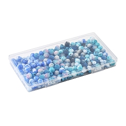 模造アクリルビーズキット244個  ベリービーズ  組み合わせビーズ  ラウンド＆フラットラウンド  ブルー  7x4~5mm  穴：1.5~2.5mm&nbsp;OACR-FS0004-07A