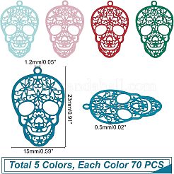 70Pcs 5 Colors 430 Stainless Steel Filigree Pendants&nbsp;STAS-UN0027-94