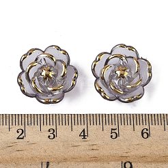 プラスチックビーズ  花  ゴールドライン入り  グレー  18.5x7mm  穴：1.6mm  約511個/500g&nbsp;KY-G032-05C