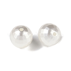 ABSプラスチック模造貝パールビーズ  ラウンド  多面カット  貝殻色  10mm  穴：1.5mm  1000個/ 500g&nbsp;KY-S171-17B