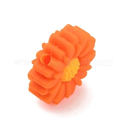 食品グレードの環境に優しいシリコーンビーズ  デイジー  レッドオレンジ  19.5x7.5mm  穴：2mm&nbsp;SIL-WH0014-11O