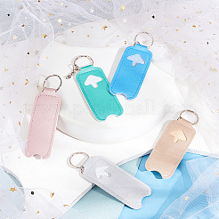 5個 5色 ポータブル PU イミテーションレザー リップスティック キーホルダー ホルダー  ファッション口紅収納袋キーホルダー  ミックスカラー  13.5cm  1pc /カラー&nbsp;AJEW-WR0001-37