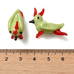 手作りランプワーク家の装飾  ギフト用の3D鳥の装飾品.  ライムグリーン  26~27x11~11.5x21~23mm&nbsp;LAMP-K039-15