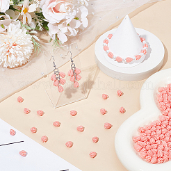 染色された合成サンゴビーズ200個  DIYのジュエリーには  ジャスミンの花  ピンク  8~8.5x6.5~7mm  穴：1mm&nbsp;CORA-SP0001-22B