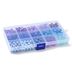 375Pcs 15 Style Spray Painted & Baking Paint & Drawbench & Translucent Glass Beads&nbsp;GLAA-FS0001-36