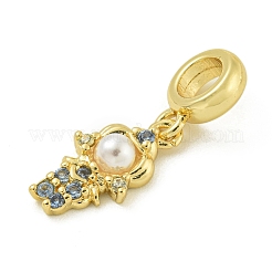Rack Plating Brass & Cubic Zirconia & ABS Plastic Pearl European Pendants&nbsp;KK-Z067-61B-G